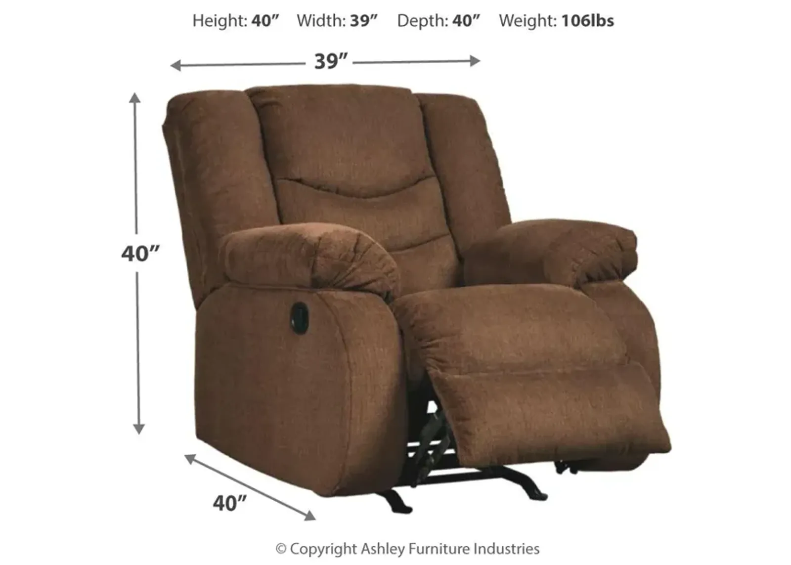 Tulen Chocolate Rocker Recliner