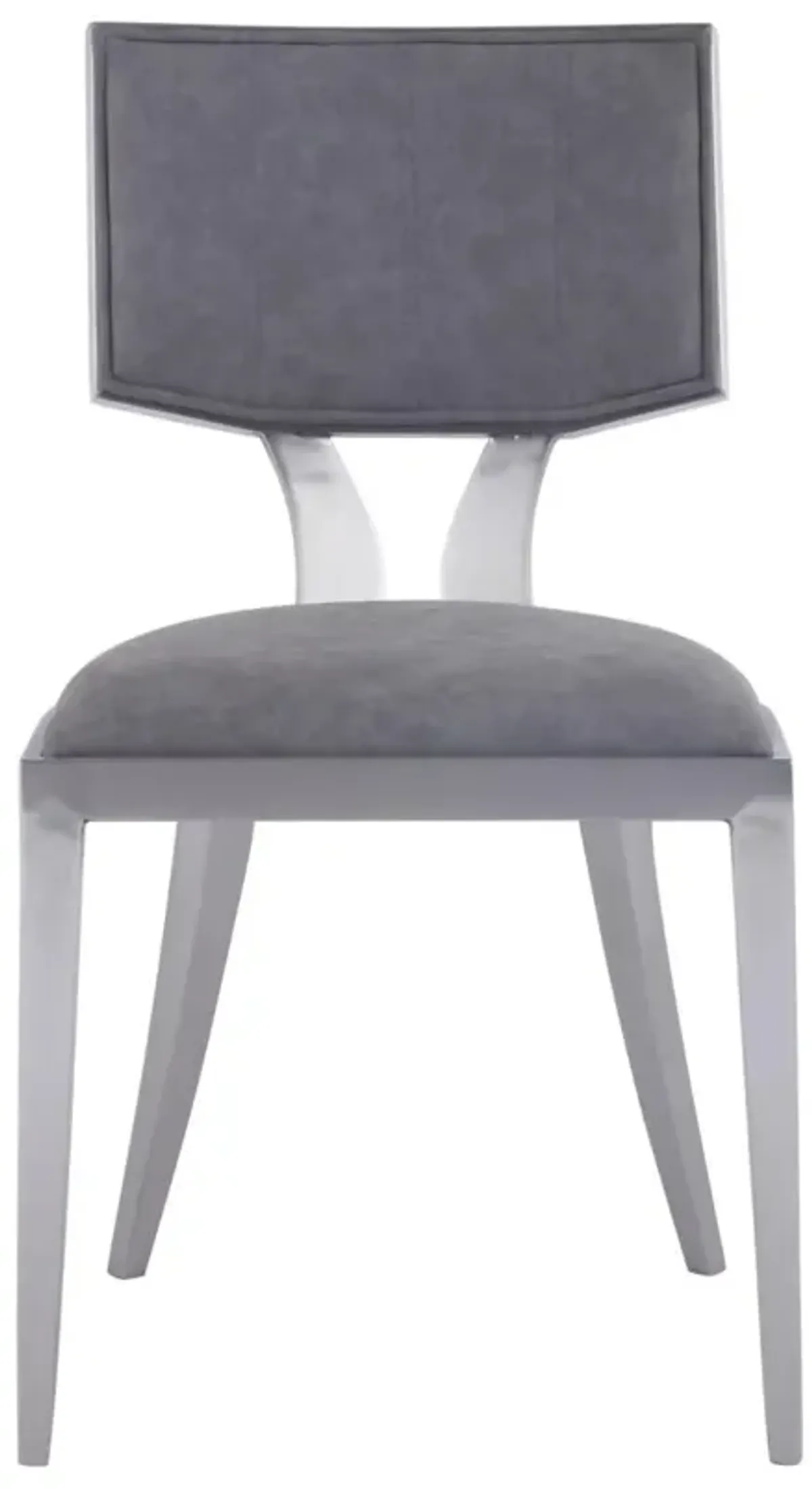 Chintaly Mavis Grey Contemporary Floating-Back Side Chair with Faux Leather Upholstery