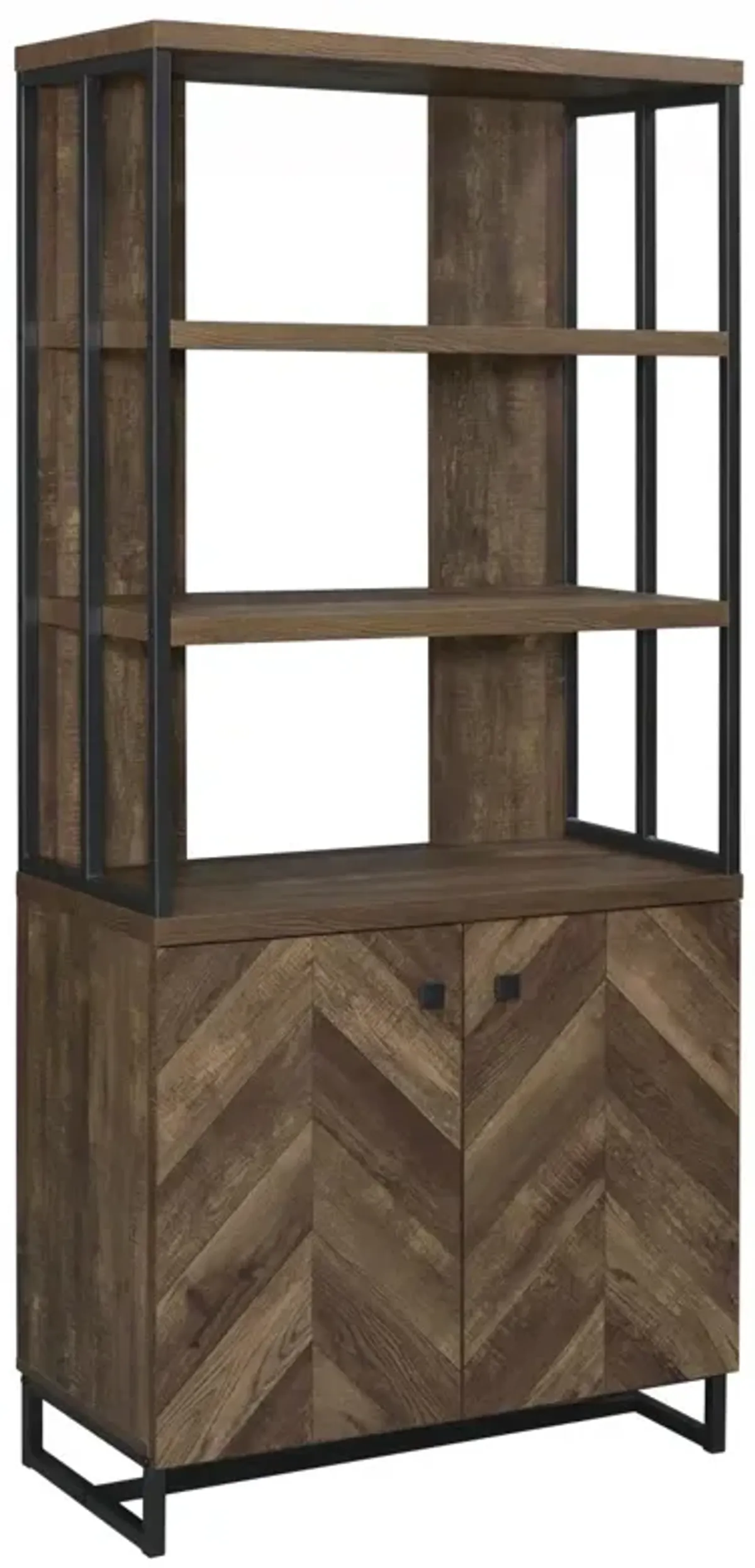 Coaster Millbrook 71 Inch 2-Door Storage Bookshelf Rustic Oak