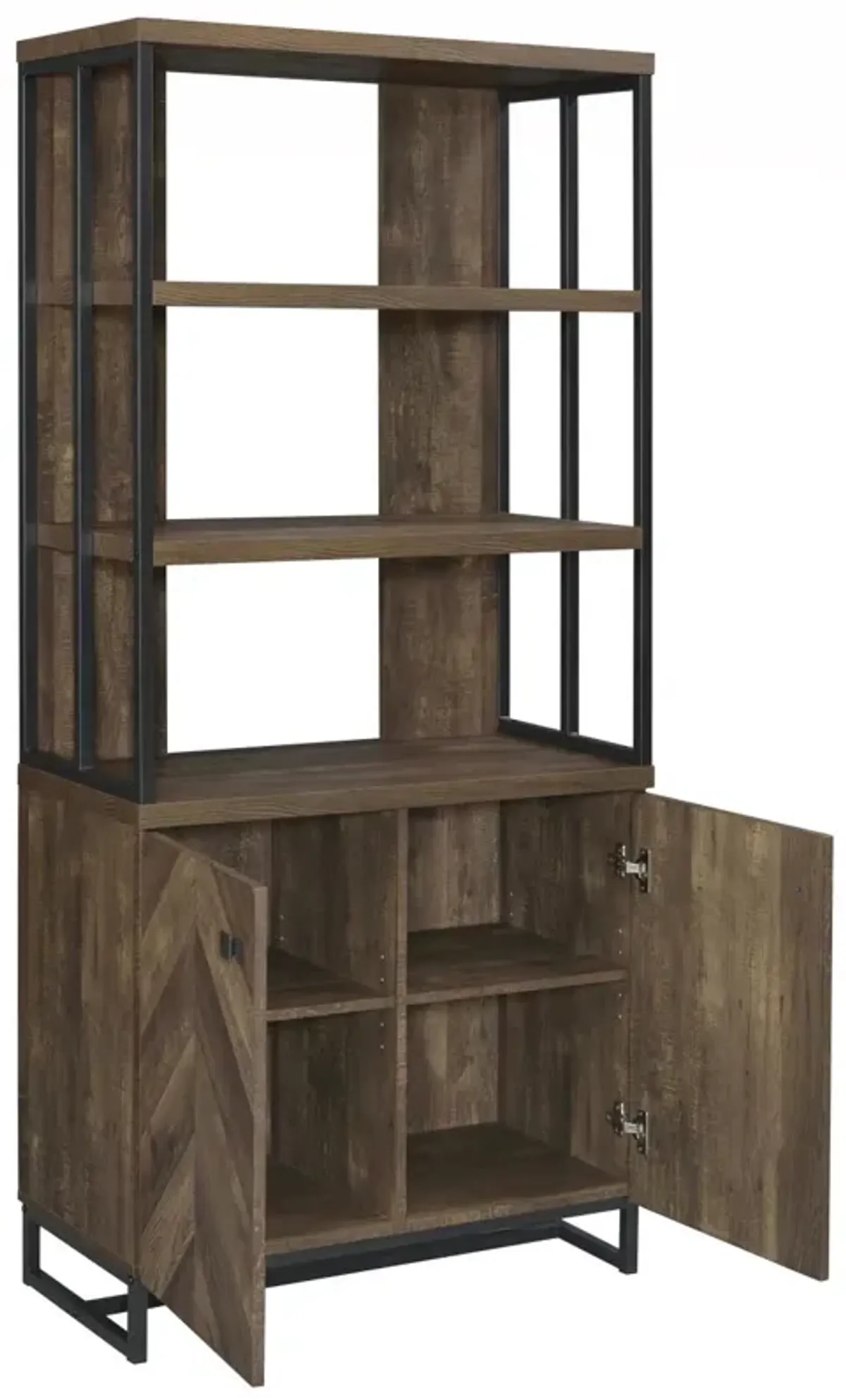 Coaster Millbrook 71 Inch 2-Door Storage Bookshelf Rustic Oak