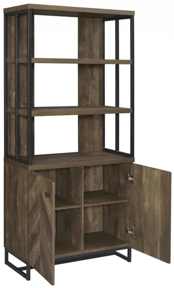 Coaster Millbrook 71 Inch 2-Door Storage Bookshelf Rustic Oak