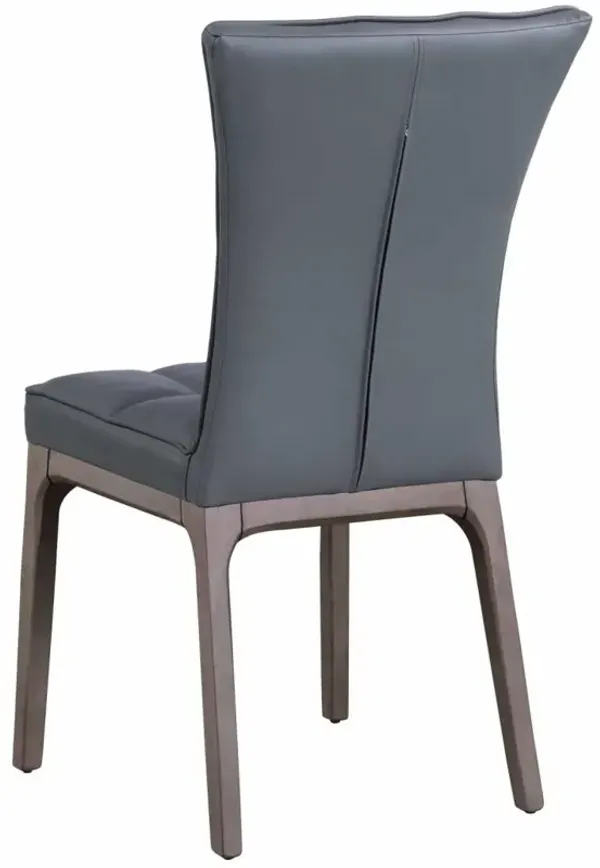 Chintaly Peggy Grey Modern Tufted Side Chair with Solid Wood Frame