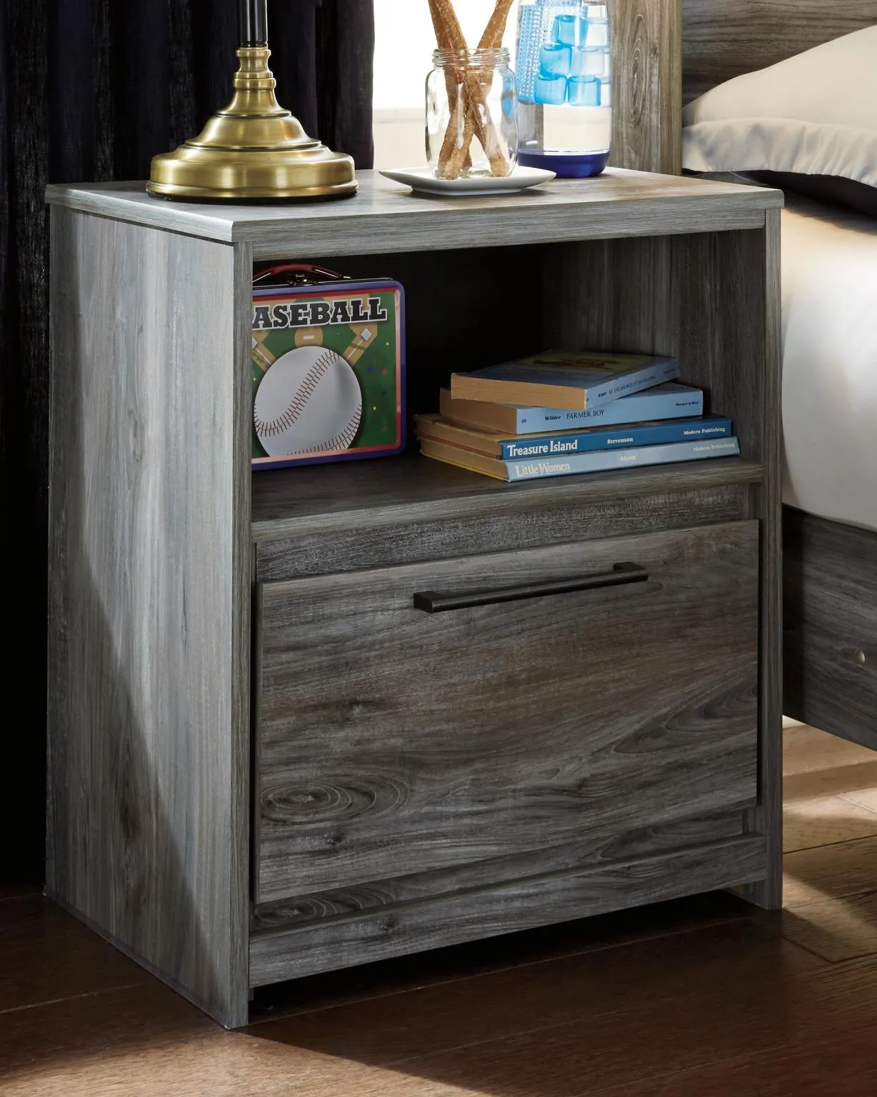 BAYSTORM NIGHTSTAND GRAY SIGNATURE DESIGN