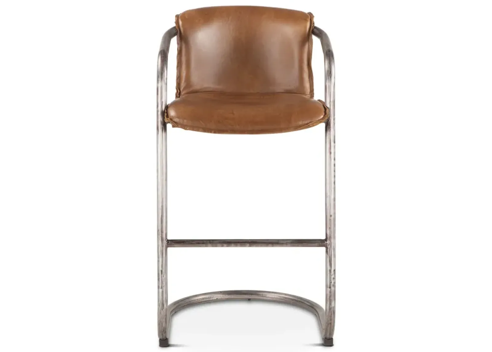 Home Trends Design Portofino Distressed Chestnut Leather Bar Chairs