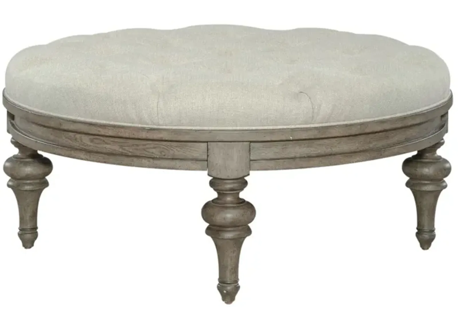 Liberty Furniture Americana Farmhouse Light Brown Round Cocktail Ottoman