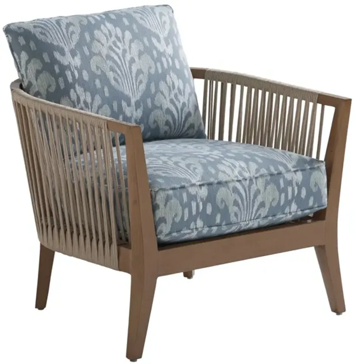 Tommy Bahama Outdoor by Lexington St. Tropez Occasional Chair in Natural Teak/Printed Cushion