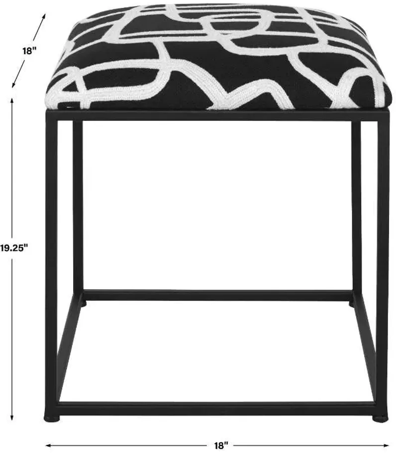 TWISTS AND TURNS BLACK/WHITE ACCENT STOOL