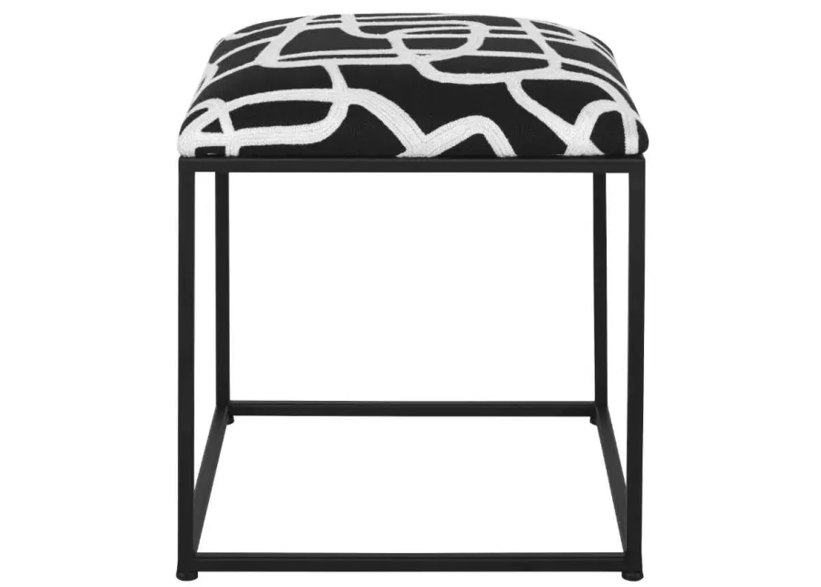 TWISTS AND TURNS BLACK/WHITE ACCENT STOOL