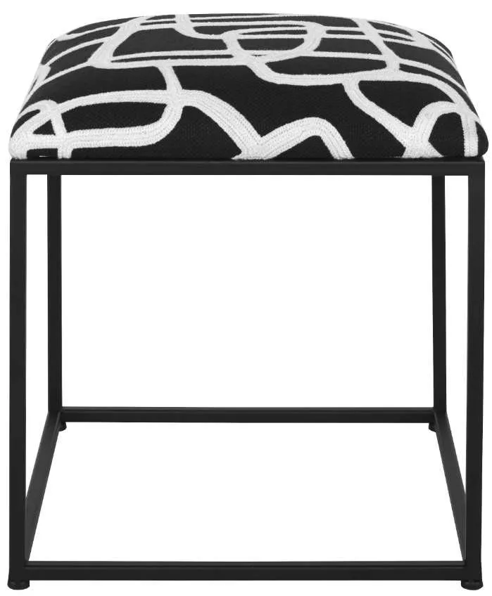 TWISTS AND TURNS BLACK/WHITE ACCENT STOOL