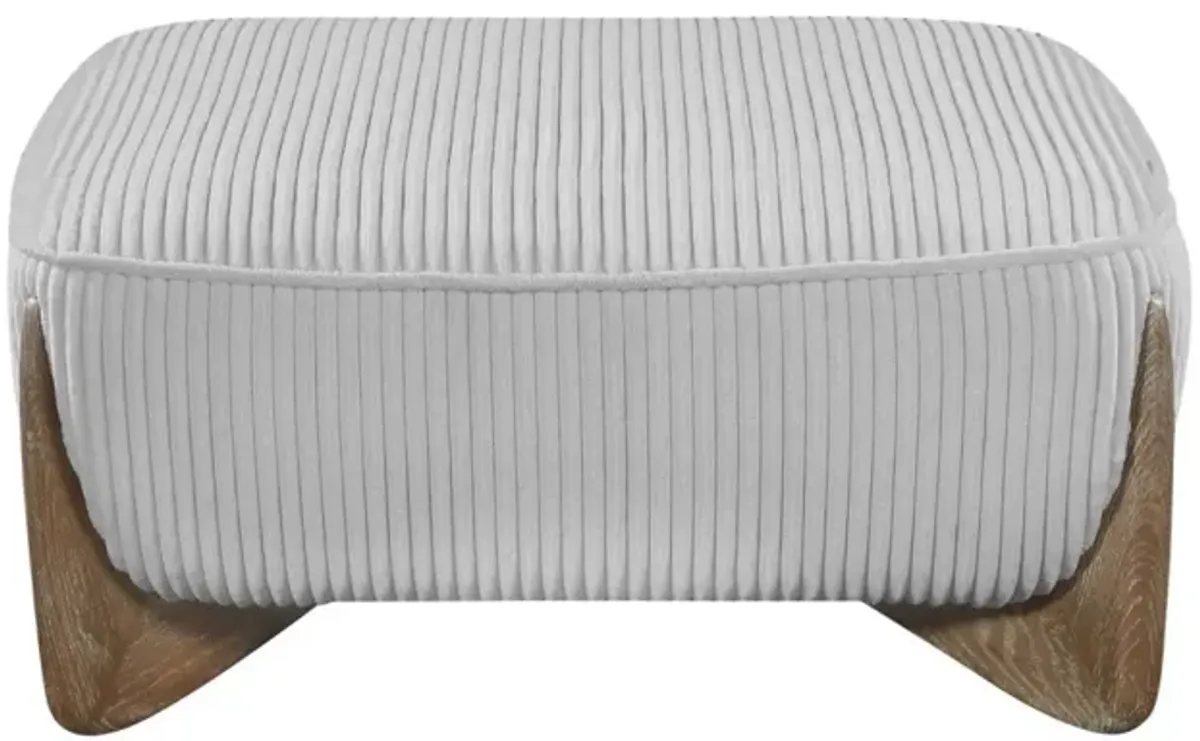 Chintaly Charleston Grey Modern Oversized Ottoman with Wooden Legs