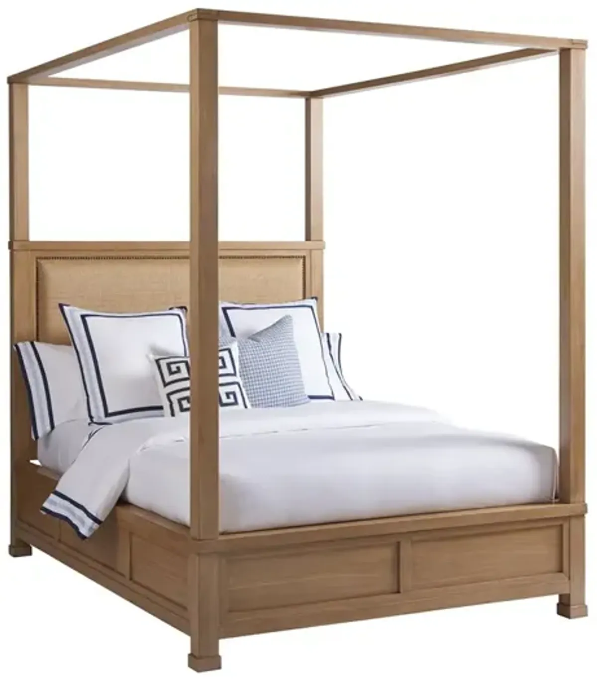 Barclay Butera by Lexington Newport Shorecliff Traditional Wood Canopy Queen Bed in Brown