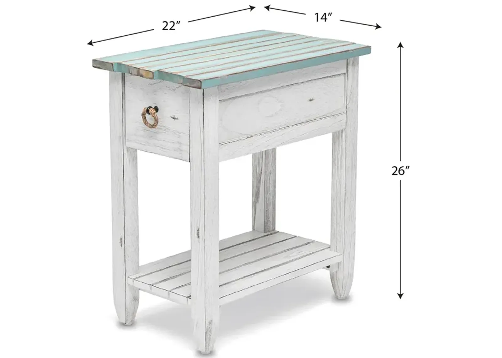 Seawinds Picket Fence Chairside Table Grey/Blanc Finish