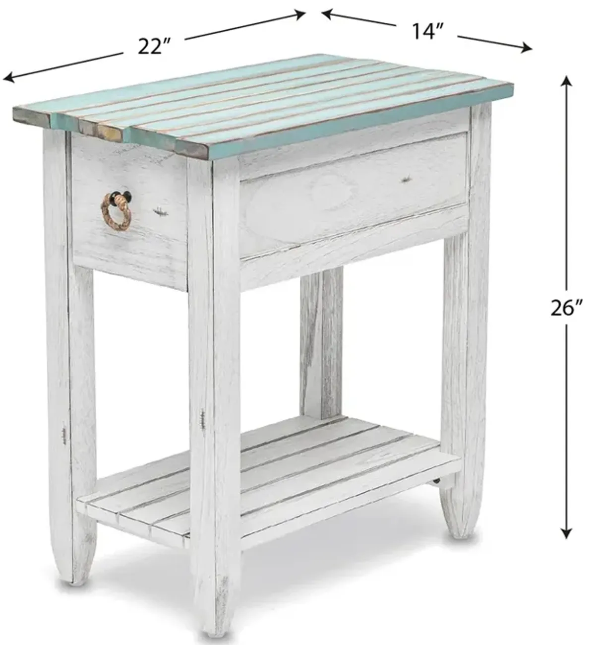 Seawinds Picket Fence Chairside Table Grey/Blanc Finish