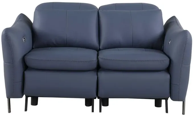 SACRAMENTO BLUE CONTEMPORARY ONE-TOUCH RECLINING LOVE SEAT