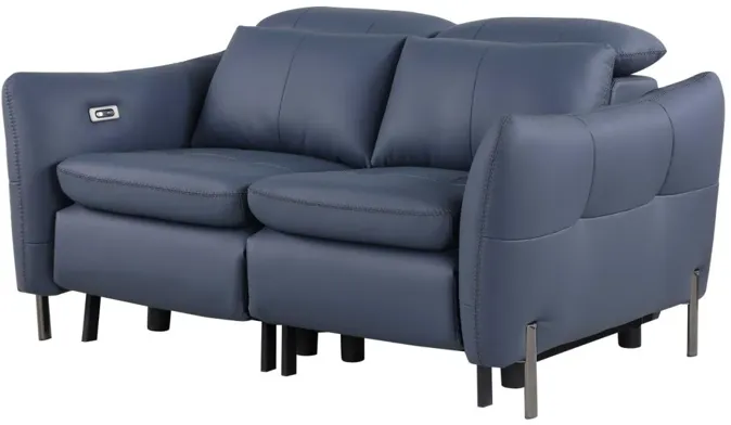 SACRAMENTO BLUE CONTEMPORARY ONE-TOUCH RECLINING LOVE SEAT