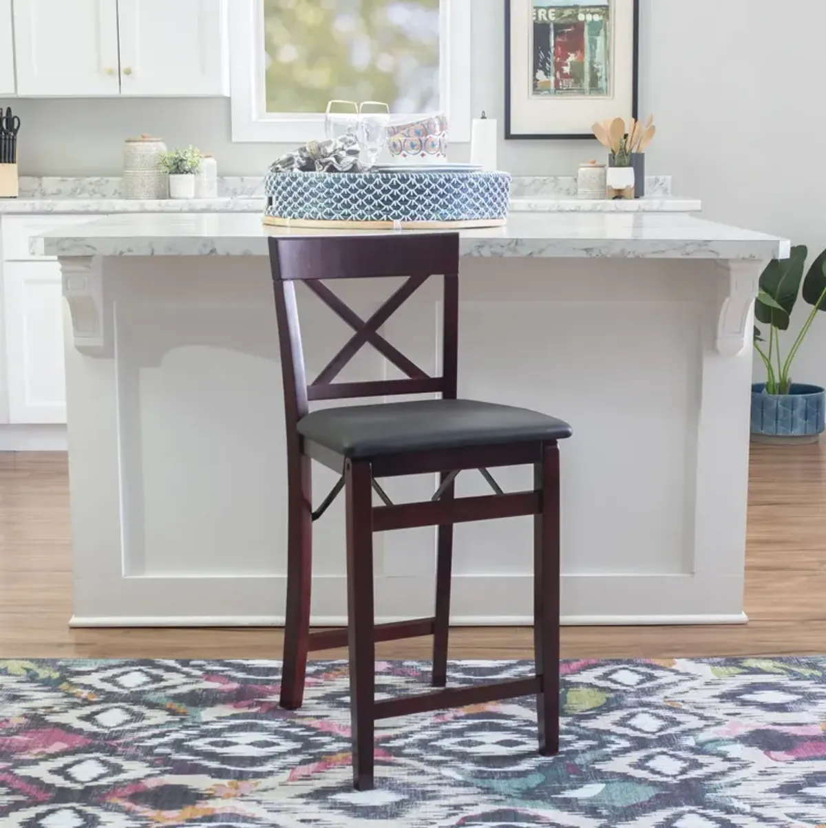 Linon Triena X-Back Folding Counter Stool