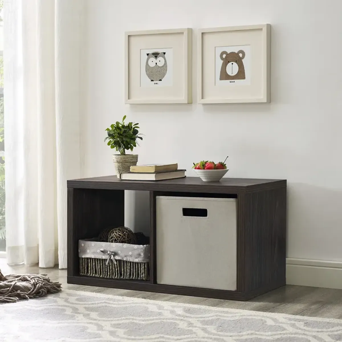 Linon Galli 2 Cubby Storage Cabinet Espresso