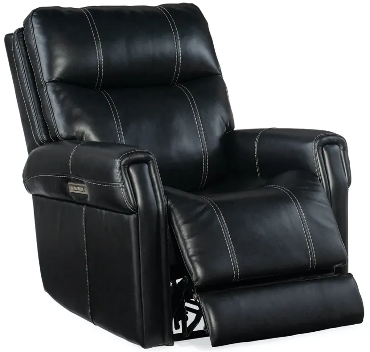 Hooker Furniture Carroll Milton Midnight Power Leather Recliner with Power Headrest & Lumbar