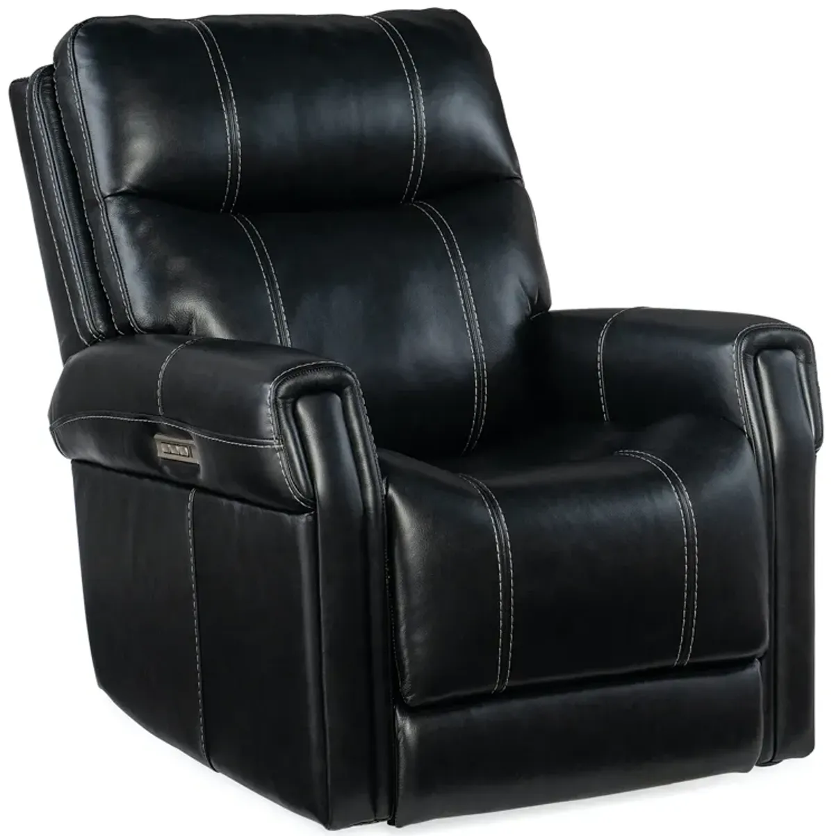 Hooker Furniture Carroll Milton Midnight Power Leather Recliner with Power Headrest & Lumbar