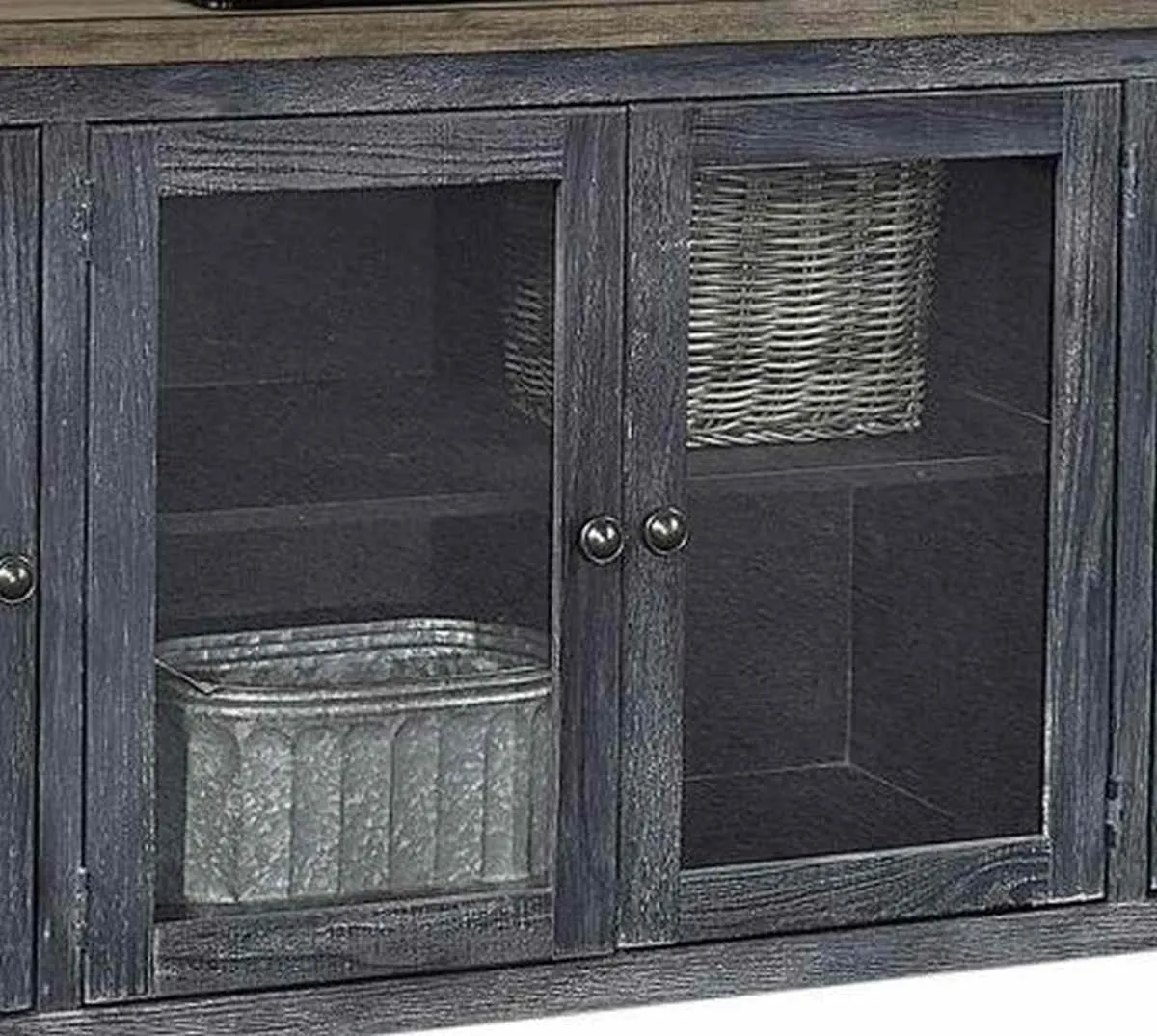 EASTPORT DRIFTED BLACK 97 INCH TV STAND CONSOLE WITH 4 DOORS