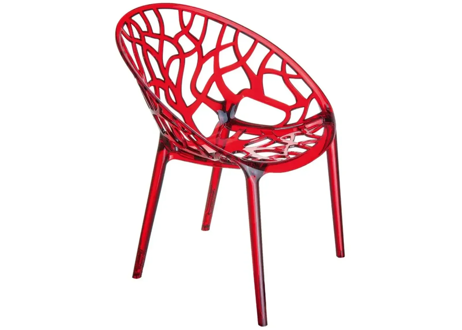 Compamia Crystal Polycarbonate Modern Dining Chair Transparent Red