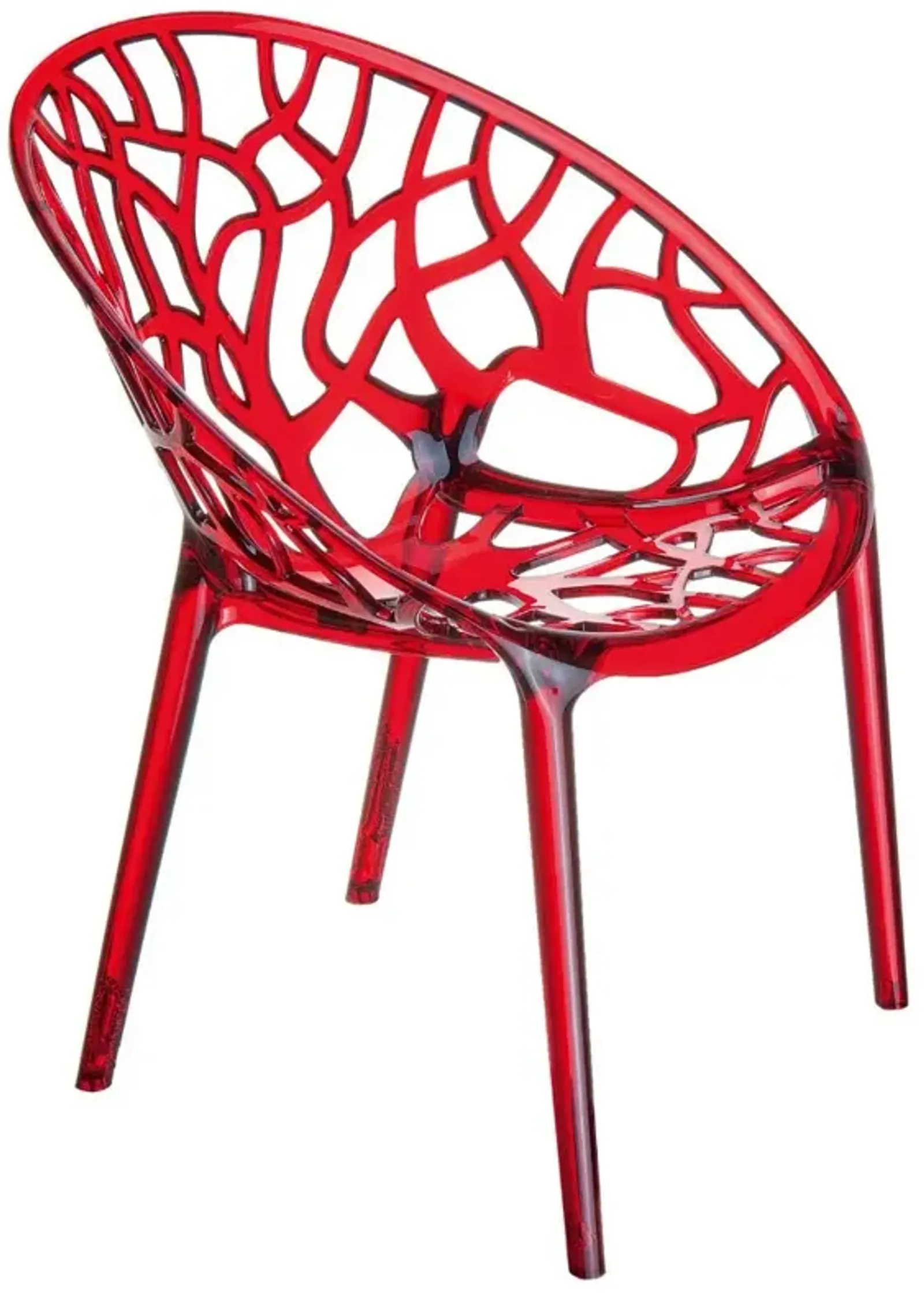 Compamia Crystal Polycarbonate Modern Dining Chair Transparent Red