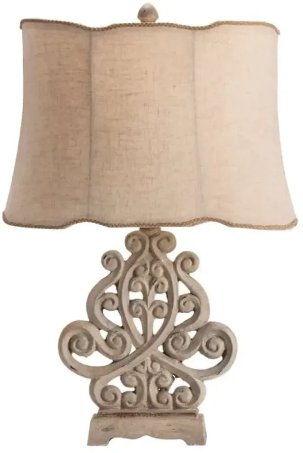 SARAH RUSTIC WHITE WASHED TABLE LAMP