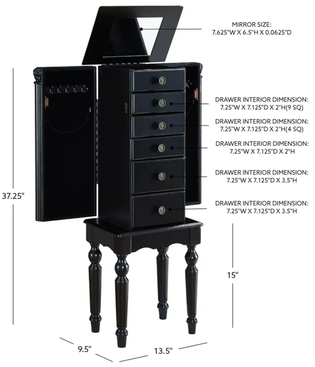 EBONY JEWELRY ARMOIRE