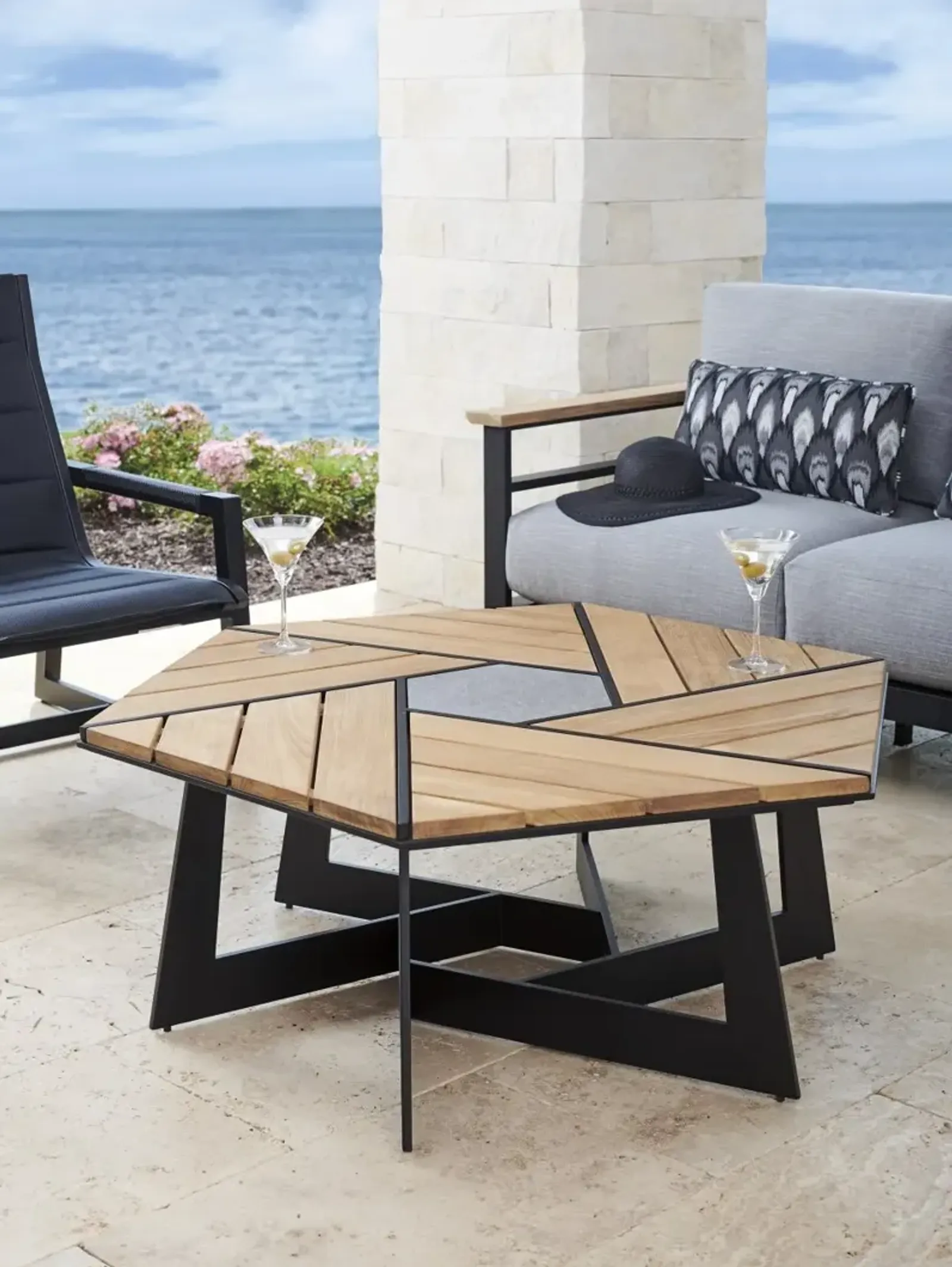 Tommy Bahama Outdoor by Lexington South Beach Hexagonal Cocktail Coffee Table