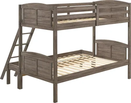 FLYNN TWIN FULL BUNK BED (WEATHERED BROWN)