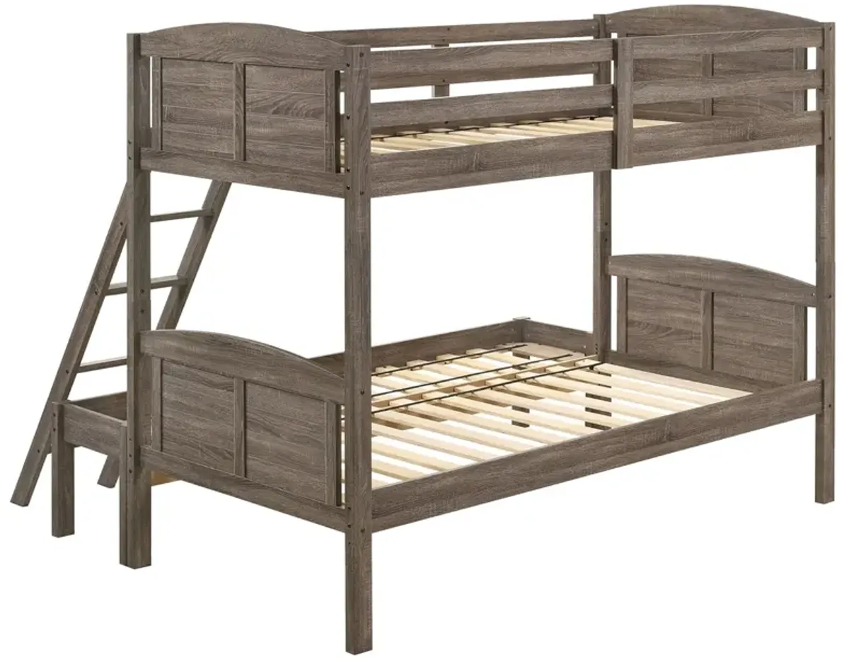 Coaster Flynn Wood Twin Over Full Bunk Bed Weathered Brown