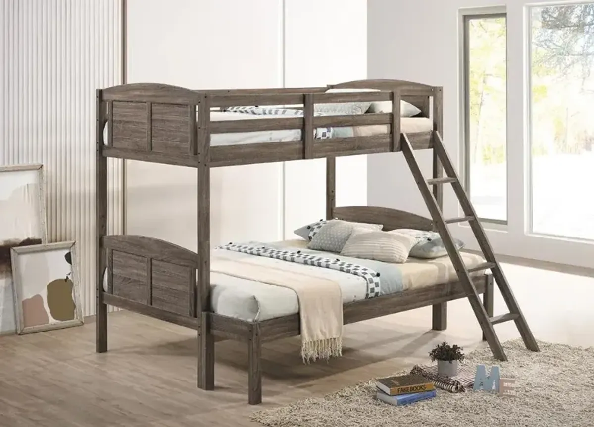 Coaster Flynn Wood Twin Over Full Bunk Bed Weathered Brown