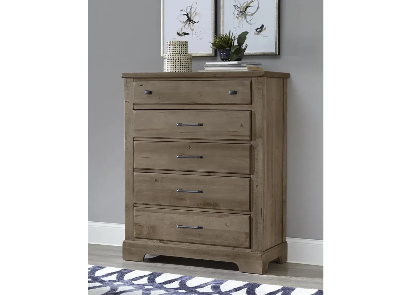 Vaughan-Bassett Cool Rustic Stone Grey 5-Drawer Chest