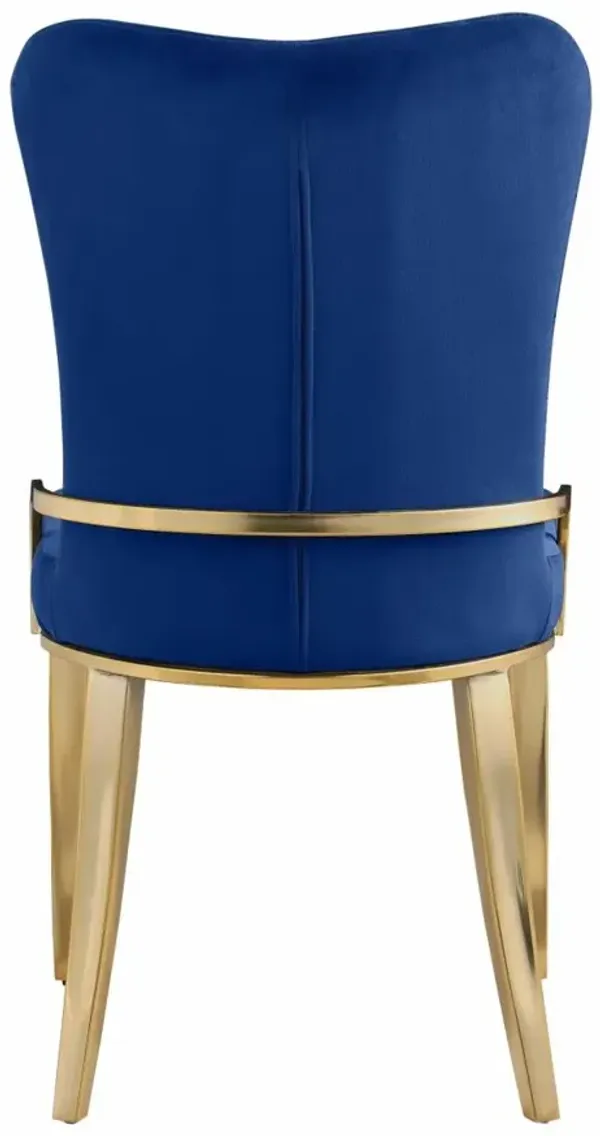 Chintaly Riley-Sc Blue/Gold Contemporary Side Chair with Golden Legs