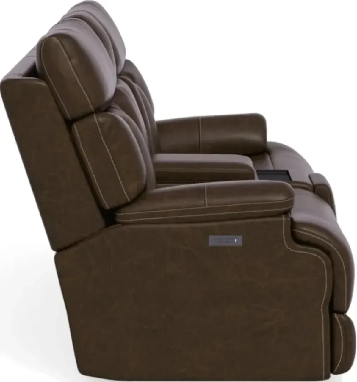 Flexsteel Clive Brown Power Reclining Loveseat with Console & Power Headrests & Lumbar