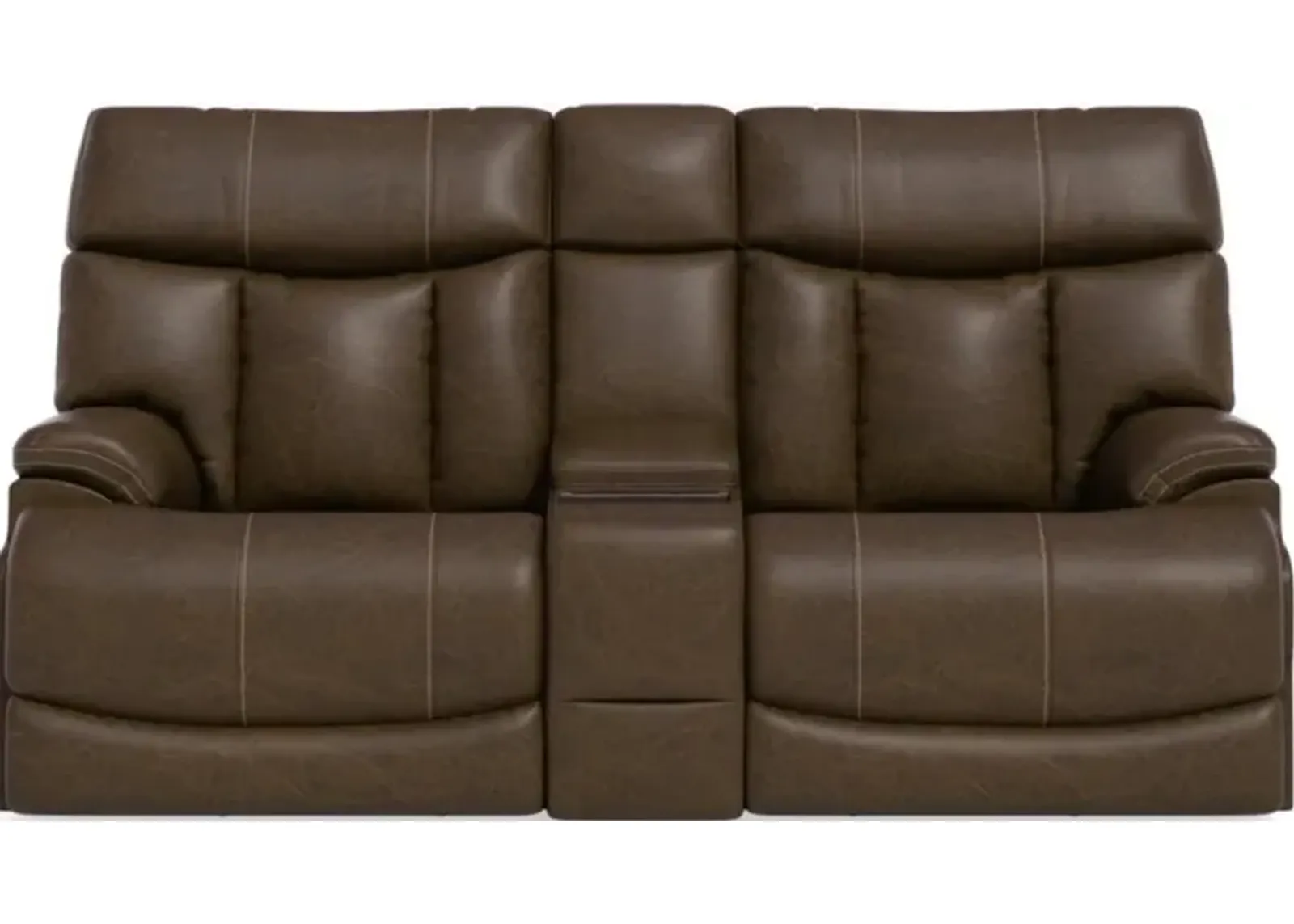 Flexsteel Clive Brown Power Reclining Loveseat with Console & Power Headrests & Lumbar