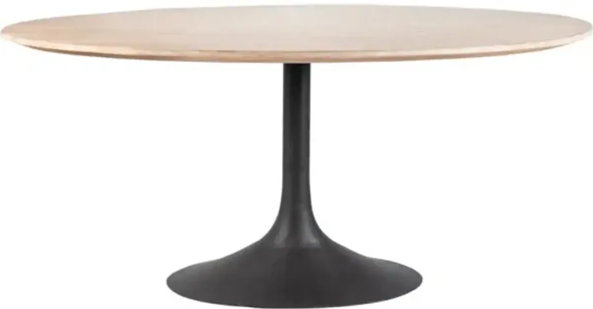 Nest Home Ida 78 Inch Iron/White Washed Oval Dining Table with Megan Base