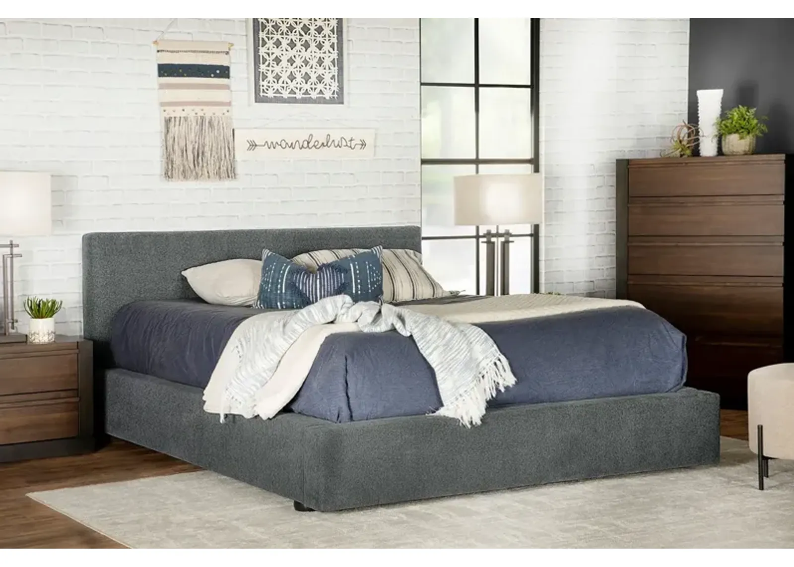 Coaster Gregory Upholstered Full Panel Bed Graphite