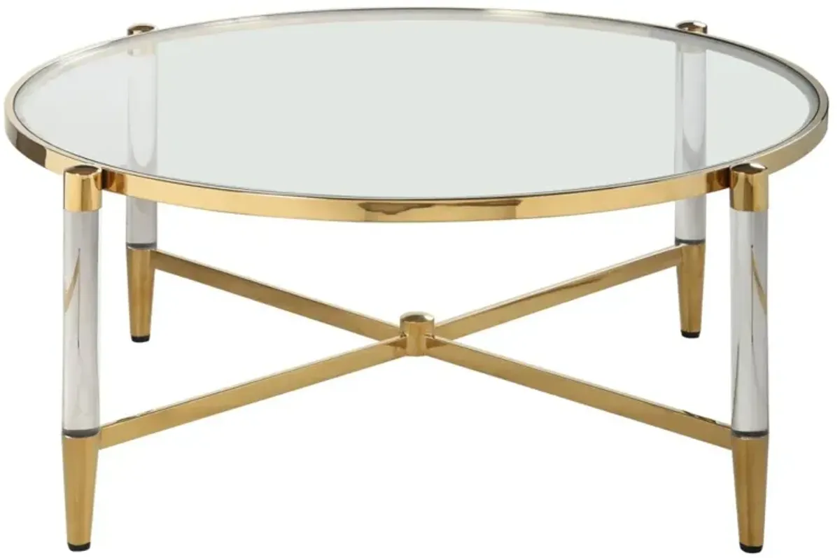 Chintaly Denali Round Tempered Glass Cocktail Table