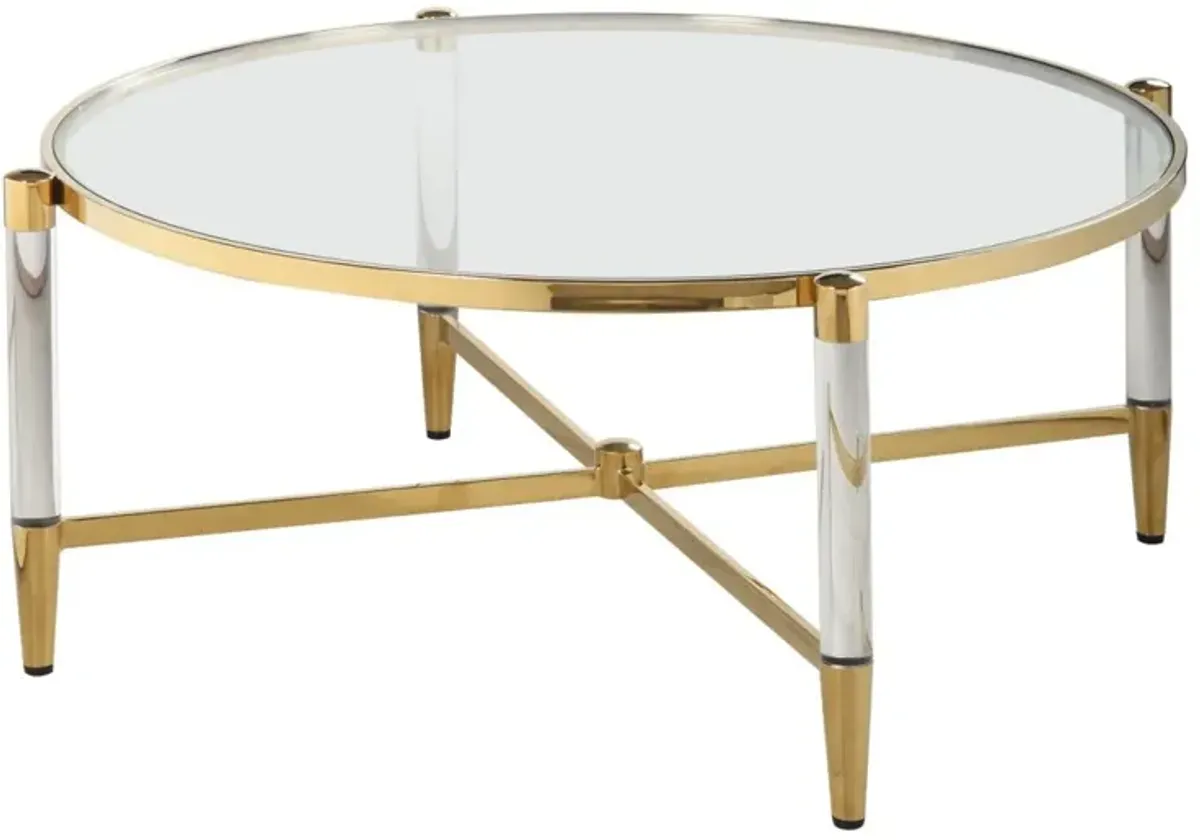 Chintaly Denali Round Tempered Glass Cocktail Table