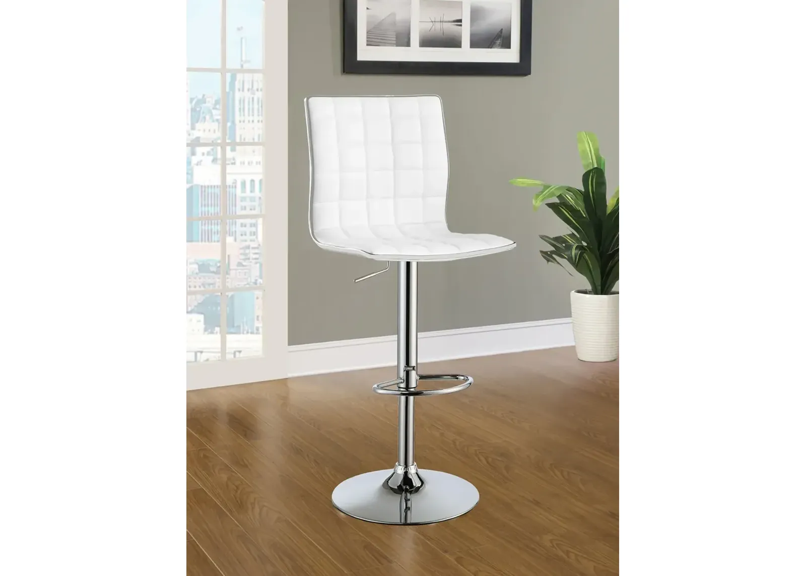 Coaster Ashbury Upholstered Adjustable Bar Stool White