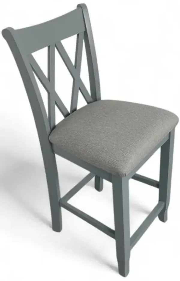 John Thomas Upholstered Stool in Smoke & Phoebe Slate