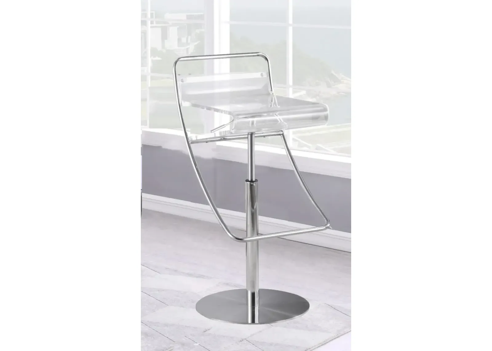 Chintaly Clear Acrylic Pneumatic Adjustable-Height Stool