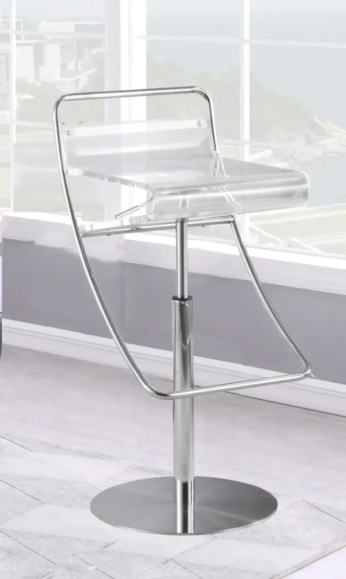 Chintaly Clear Acrylic Pneumatic Adjustable-Height Stool