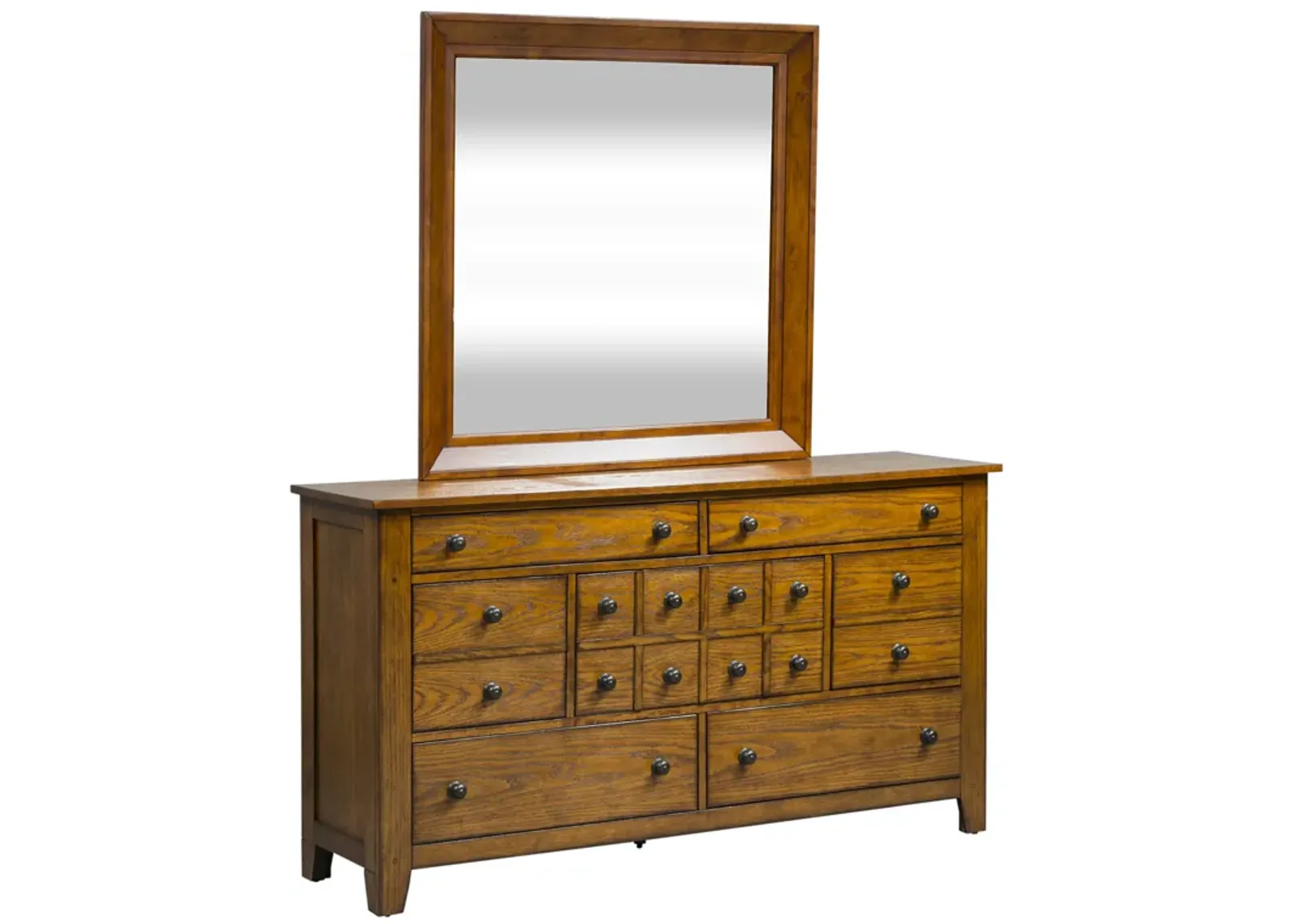 Liberty Furniture Grandpas Cabin Aged Oak Dresser & Mirror