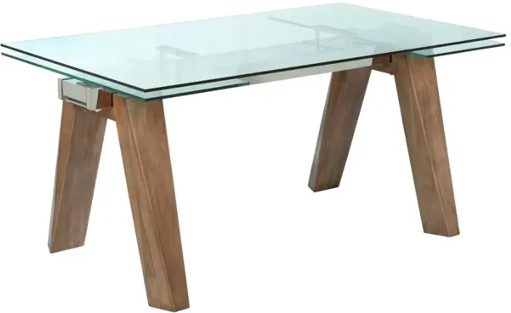 Esther Walnut Modern Dining Table With Extendable Glass Top Solid Wood ...