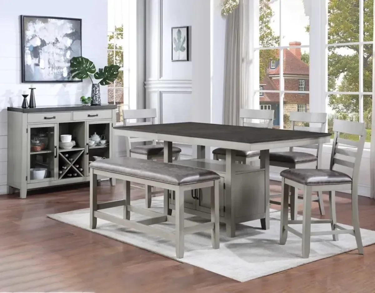 Steve Silver Hyland Two-Tone Stone Gray & Charcoal 80 Counter-Height Table