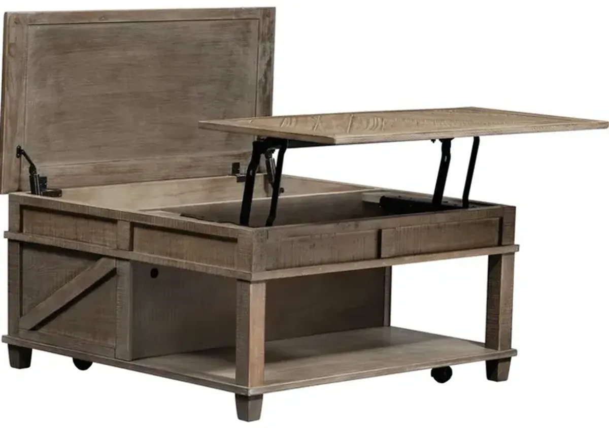 Liberty Furniture Parkland Falls Weathered Taupe Square Lift-Top Cocktail Table