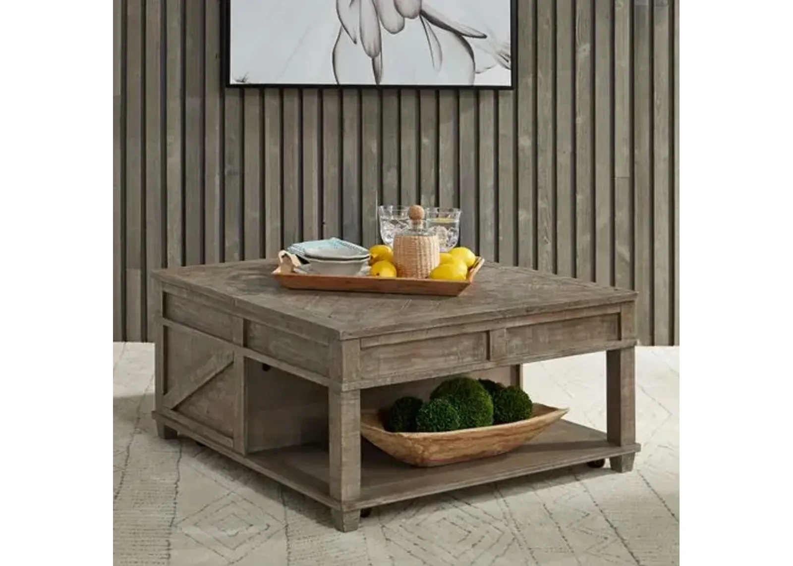 Liberty Furniture Parkland Falls Weathered Taupe Square Lift-Top Cocktail Table