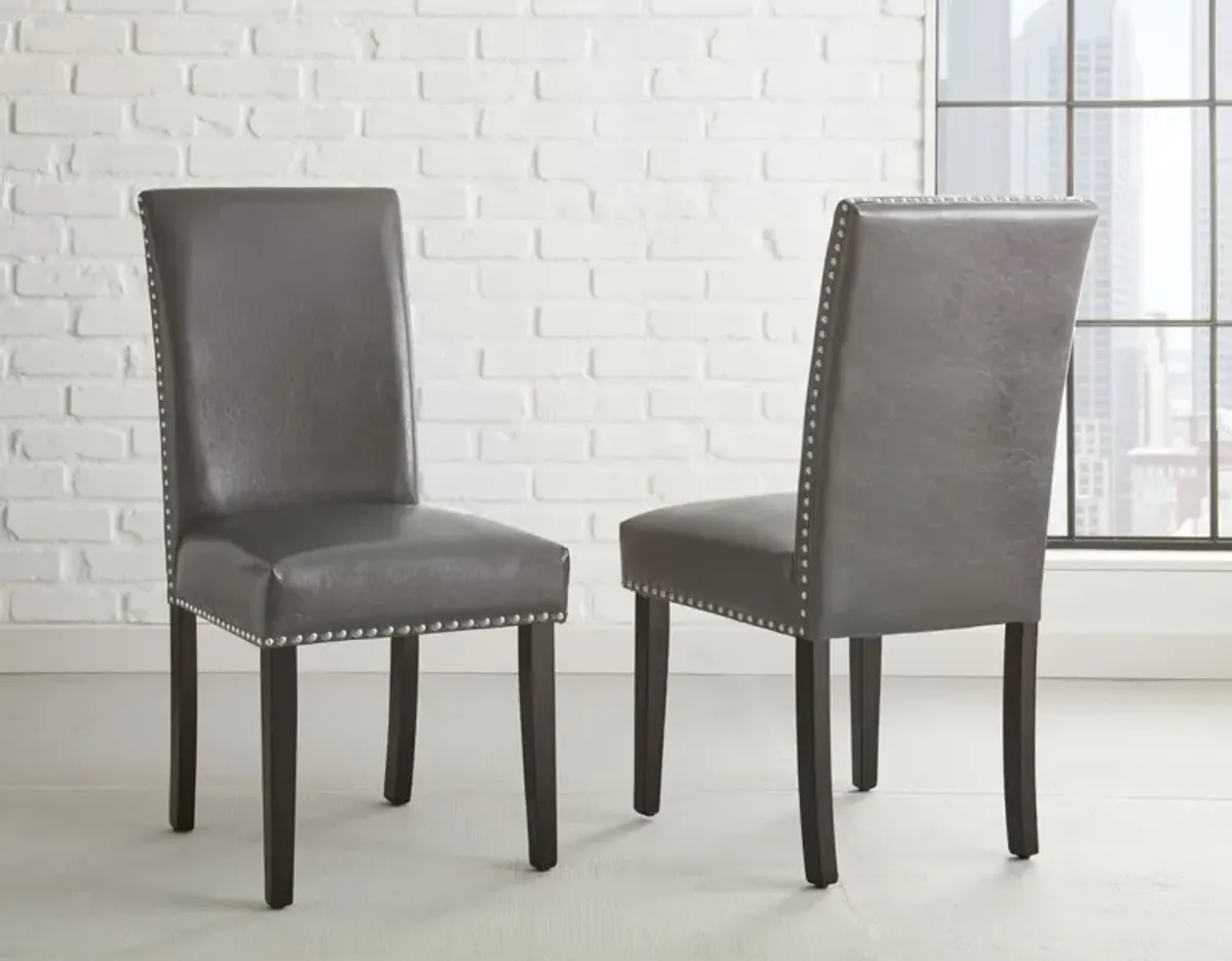 Steve Silver Verano Black Dining Leatherette Side Chair With Nailhead Trim